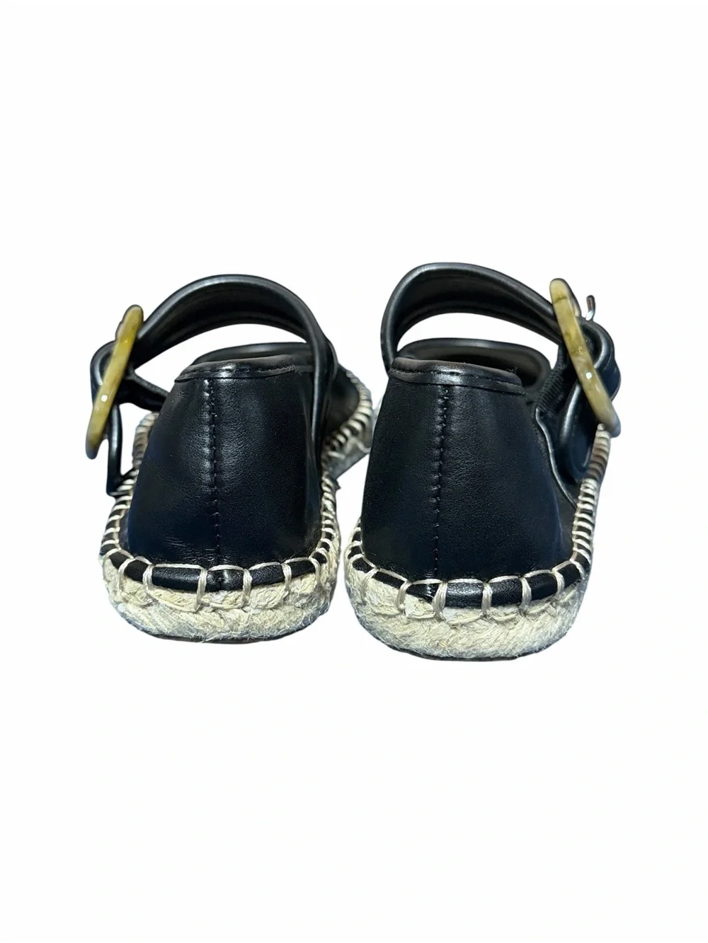 NEW Frye and Co. Jatani Espadrille Mary Jane Flats in Black Faux Leather Sz 6M